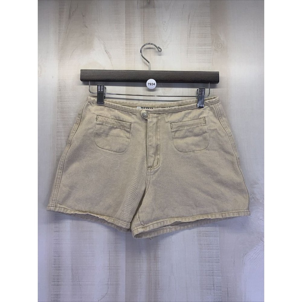 Vintage YoYo Jeans Tan Canvas Womens/Teens Cotton Hi Rise Shorts Size 3-7934